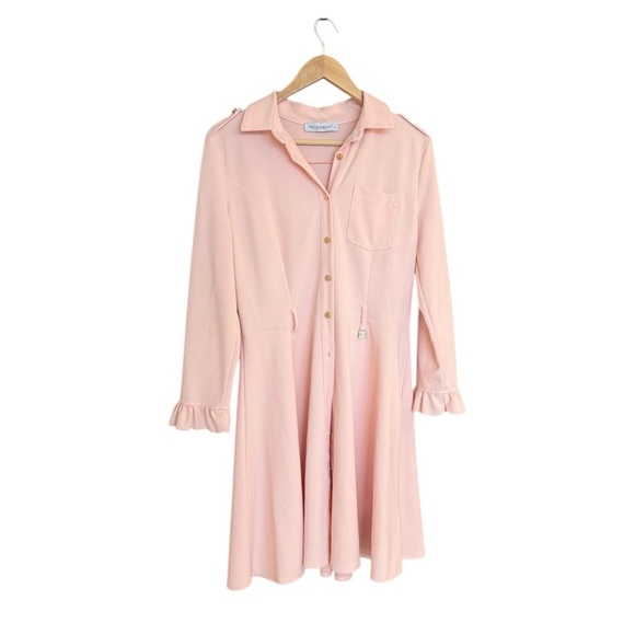 Rinascimento L EUC pink preppy tennis dress with gold buttons - Picture 2 of 15